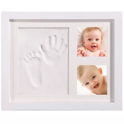 Baby Handprint And Footprint Photo Frame Clay Newborn Print Christening Gift • £10.19