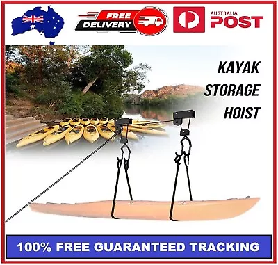 Kayak Hoist Lift Garage Storage Canoe 125 Lb Capacity Mounting Hardware Brackets • $56.99