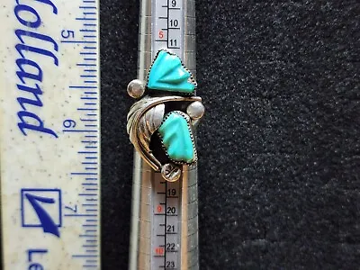 Vintage Old Pawn Sterling Silver/ Carved Turquoise Native Handmade Ring Sz 6.75 • $120