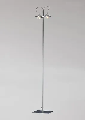 Industrial Metal Iron Glass Floor Lamp Modern Rotates 360 1 Light G9 Silver Grey • £99.95