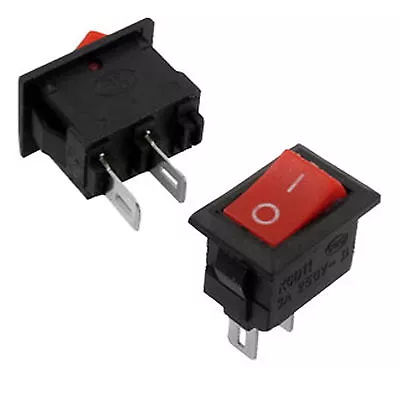 20pcs NEW Mini 2 Pins SPST On/Off Latching Red Button Rocker Switch AC 3A 250V • $2.83