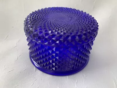 RARE Pairpoint Glass Cobalt Blue Diamond Hobnail Trinket Box With Lid Vintage • $78