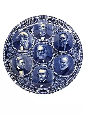 American Poets Plate Rowland & Marsellus Co. Staffordshire Eng Blue & White 10   • $65