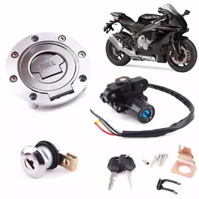 Motorcycle Bike Electrical Ignition Switch Fuel Gas Cap Cover Seat Lock Key Set • $56.04