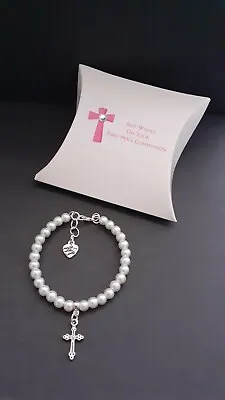 £5.95 • Buy First Holy Communion / Confirmation  Bracelet + Cross Charm + Gift Box