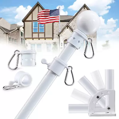 Flag Pole For House With Holder Bracket - 6Ft Tangle Free Flag Poles For Outside • $26.54