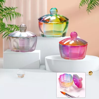 Nail Art Brushing Washing Crystal Cup Glass Cup With Lid Bowl Manicure EquipmeN8 • $3.28