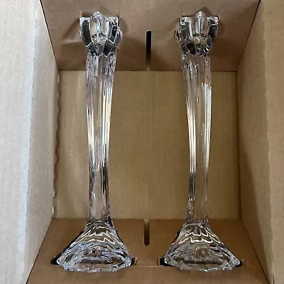 Mikasa FLOWER SONG Set Of 2 Crystal 10” Candlesticks T9956-339 NIB • $15