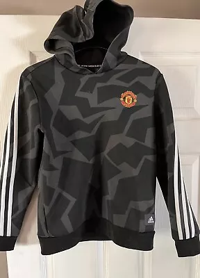 Manchester United Adidas Training Hoodie Black Grey Age 11-12 • £20