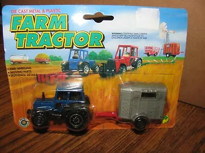 Blue Farm Tractor & Horse Trailer Toy Set Singafund New Holland Ford Farm Animal • $16.98