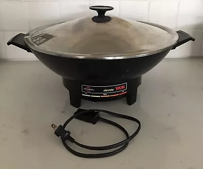 Vintage 80s West Bend Electric Black Stir Fry Wok Nonstick Cover Model No 79525 • $34.99