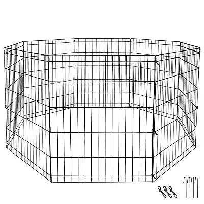 24  Dog 8 Panel Playpen Crate Fence Pet Play Pen Exercise Puppy Kennel Cage Yard • $31.58