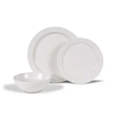 £31.75 • Buy Classic White Melamine Tableware Dinner Set 12 Pieces Kampa Dometic