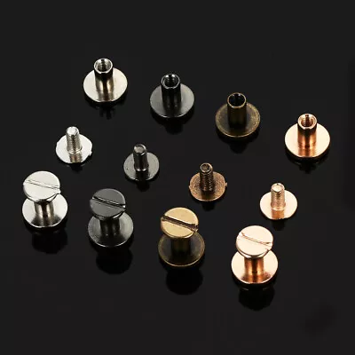 £4.65 • Buy 10pcs Flat Belt Screw Leather Craft Chicago Nail Brass Solid Rivet Stud Head ~