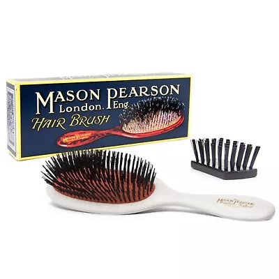 Mason Pearson Handy Boar  Bristle Brush B3 White Ivory 2 Pc Handy - NewInBox • $142.45