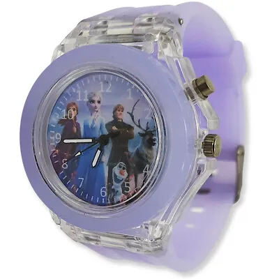 Frozen Elsa & Anna Light Up Lilac Colour Changing Girls Kids Wrist Watch • £6.49