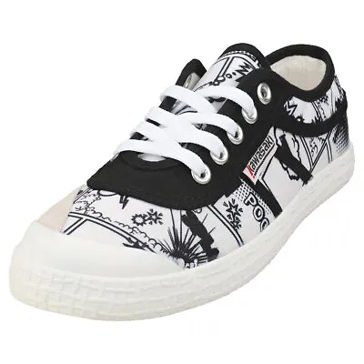 Kawasaki Cartoon Womens White Black Casual Shoes - 4 UK • £22.49