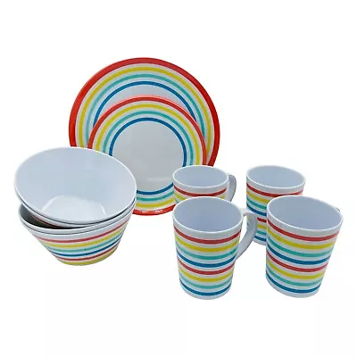 Melamine Dinner Set Caravan Camping Motorhome Boat 16pc Picnic Plates Bowls Mugs • £26.85