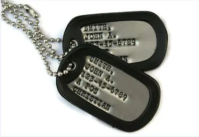 Real Debossed Military Dog Tags Dogtags Custom Personalized Made In USA For You • $14.95