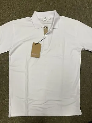 Burberry Short Sleeve Men's Solid Check Polo Shirt White Large • $74.99