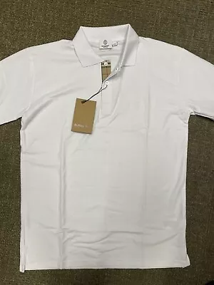 Burberry Short Sleeve Men's Solid Check Polo Shirt White Medium • $74.99