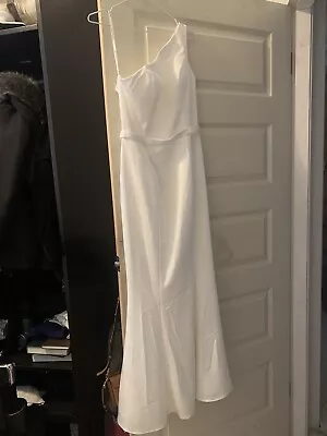 White Runway Ivory/white Maxi One Sleeve Dress Size 12 • $300
