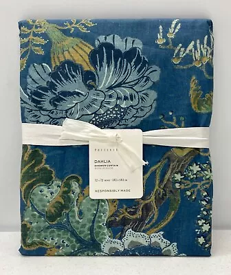 NEW Pottery Barn Dahlia Floral Cotton Shower Curtain~72 ~Blue Multicolor • $55.99