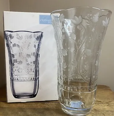 NIB Celebrations By Mikasa Cottage Lace Crystal Vase 10-Inch • $24.99