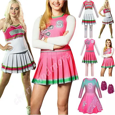 Disney Zombies 2 Cosplay Halloween Girls Cheerleader Kids Fancy Dress Costumes • £18.23