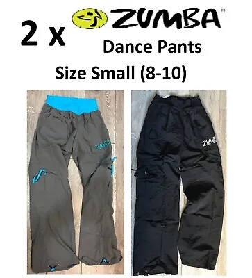 2 X Ladies Classic Zumba Fitness Cargo Pants Trousers BLACK GREY Small 8-10 • £14.95