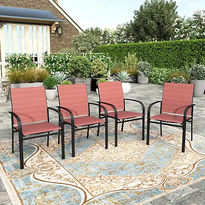 PHI VILLA Patio Dining Chairs Set Of 4 Outdoor Chair  For Lawn Garden Backyard • $169.99