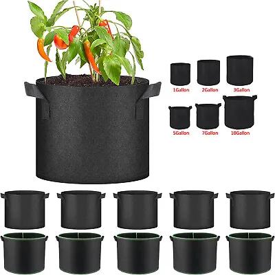 5PC Plant Grow Bag Fabric Pot Soil Bag Thickened Nonwoven 1 2 3 5 7 10 15 Gallon • $12.99