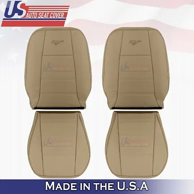 1999 -2004 FOR Ford Mustang V6 Driver & Passenger Bottoms&Tops Leather Cover Tan • $540.54