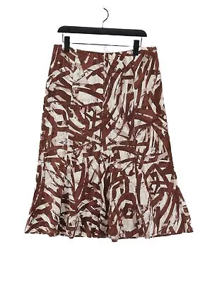 Isle Women's Midi Skirt UK 16 Brown Checkered Linen With Viscose Midi A-Line • £8