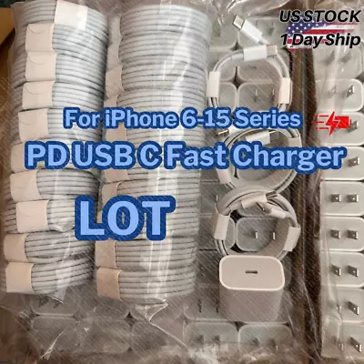 For IPhone 15 14 13 12 11 Pro Max 20W PD USB C Fast Charge Cube Type C Cable Lot • $11.84