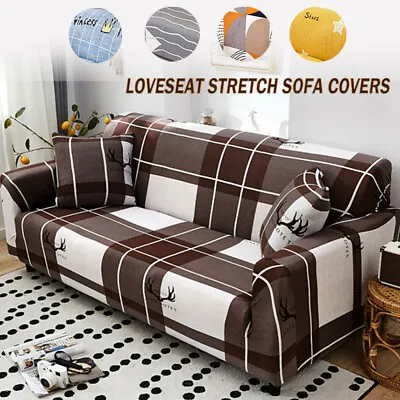 $6.60 • Buy Loveseat Stretch Sofa Covers Printed Elastic Couch Chair Slipcover Protectors
