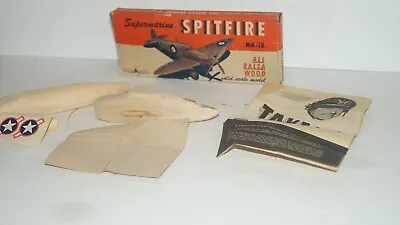 Vintage Supermarine Spitfire Mk-ix All Basa Wood Plane Usa Hobby Model Kit T-34 • $1