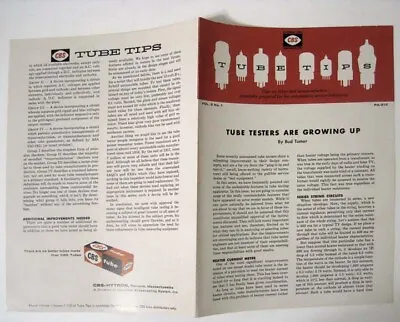 $4.70 • Buy CBS ® Vacuum Tube Tips Brochure - PA-212 Volume 2 No 1