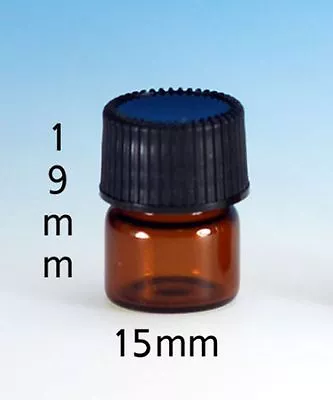 144 Pcs Amber 1/4 Dram Glass Vials W/ Caps [15mmX19mm] • $26.99