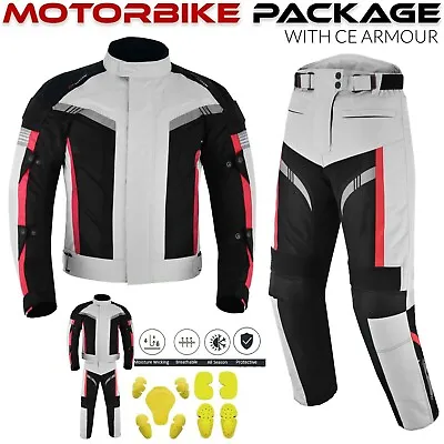 Men Motorcycle Suit Cordura Racing Waterproof Motorbike Jacket Trouser Armoured • $183.13