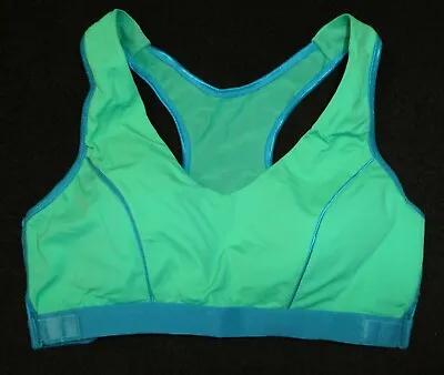 Marika Women's Bright Green/blue Stretch Padded Racer-back Sports Bra Sz XL • $15