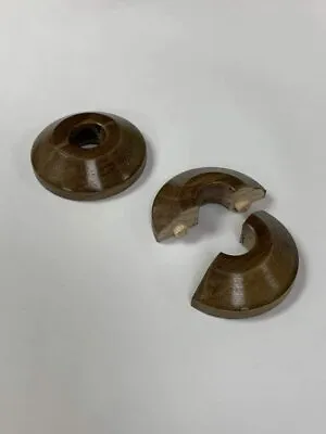 X 2 (OC) Round Walnut Lacquered Pipe Covers / Rad Rings / Collars For 15mm Pipe • £7.50