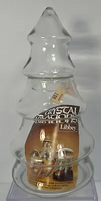 VTG Libbey CRYSTAL CREATIONS Clear Glass Christmas Tree Candy Jar W/Lid&LABEL • $14