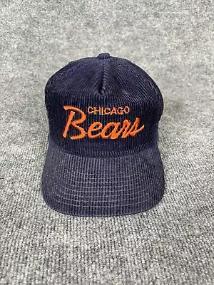 Vtg Chicago Bears Hat Cap Strap Back Blue Corduroy Script Sports Specialties Men • $89.99