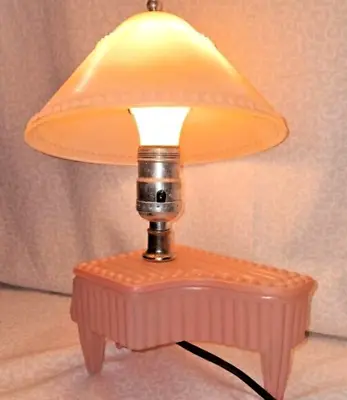 Rare Vintage Art Deco Pink Painted Glass Piano Lamp With Glass Shade • $19.95