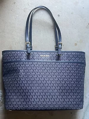 Michael Kors The Winston Medium Top Zip Pocket Tote Bag Navy Blue • $70