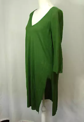 J Jill Linen Blend Sweater Tunic Top Long Line Lagenlook Beach Cover Up Green XS • $17.95