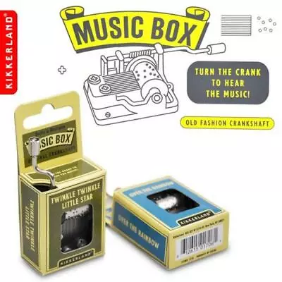 Kikkerland Original Hand Crank Mini Music Box Wind-Up Novelty Stocking Filler • £10.99