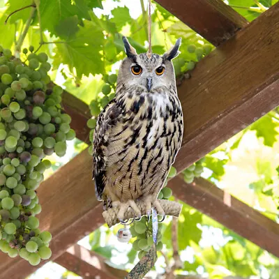  Owl To Frighten Birds Garden Hanging Deterrent The Bell Wind Chime • £6.99