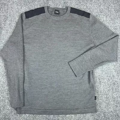 Boss Hugo Boss Sweatershirt Men's Large Gray Long Sleeve Crew Neck Solid Knit • $19.97